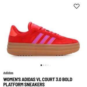 Adidas Women's Red VL Court 3.0 Bold Platform Sneakers